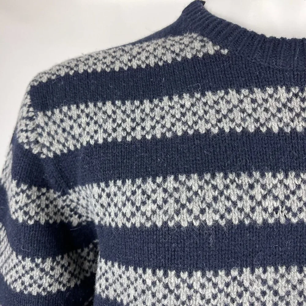 J Crew Lambswool Stripe Sweater Chunky Pullover Crew Neck Long Sleeve Men XL NWT